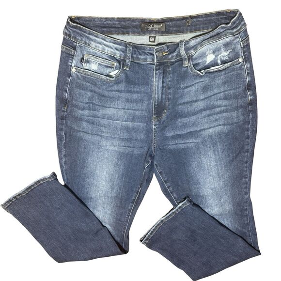 Judy Blue Jeans Size 18w Dark Blue Hemmed Slit Slim Bootcut - Picture 1 of 5